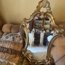 26 Inch Tall Antique Italian Rococo Baroque Gilt Wood Mirror