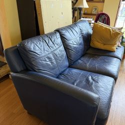 Italian leather sofa - Set blue 