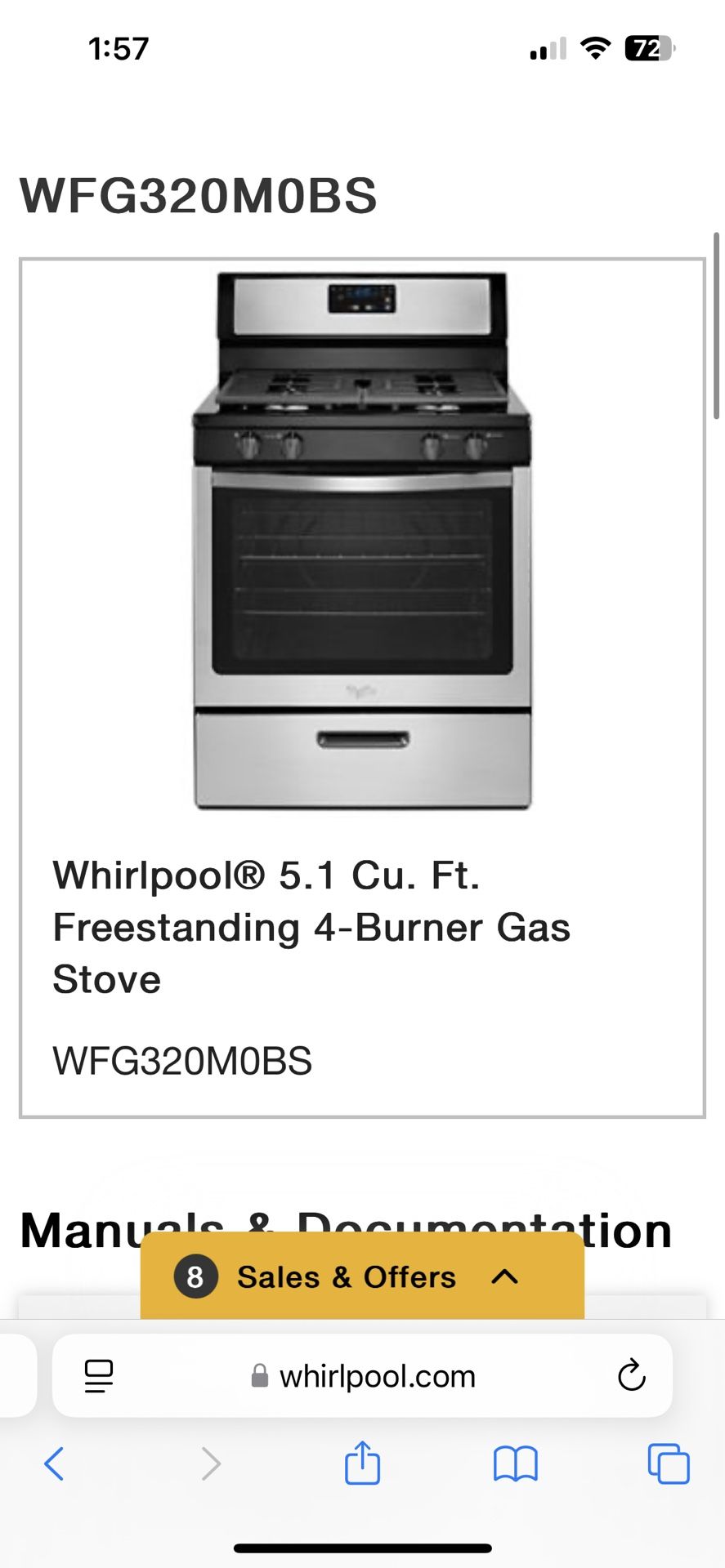Whirpool Gas Range