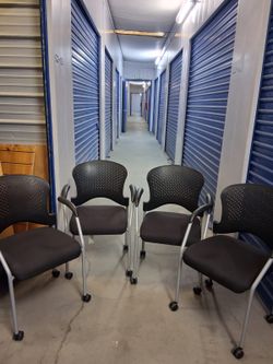 $50 each Black Office Guest Chairs with Casters – Set of 4 available