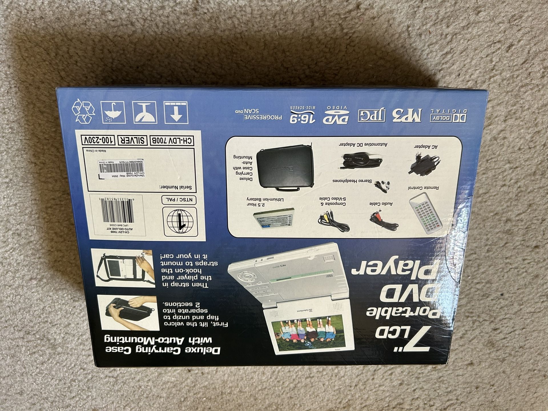 7" LCD Portable DVD Player with a Deluxe Carrying Case and Auto-Mounting feature