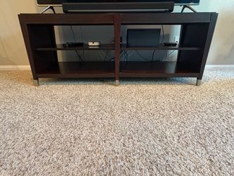 Dark Brown Wood TV Stand with Open Shelves