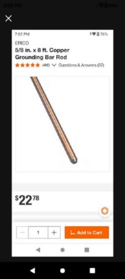Home ground rod 8 foot