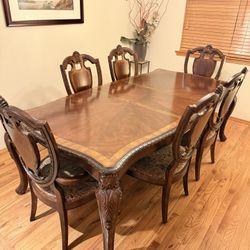 Victorian Style Dining Table Set 7 Pieces 