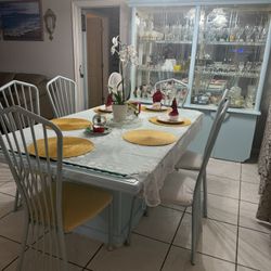 10-Piece Dining Room Set with Glass-Top Table & Matching China Cabinet