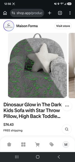 🦕 Kids Ultra-Soft Snuggle Foam Chair – Glow-in-the-Dark Dinosaur Print 🦖