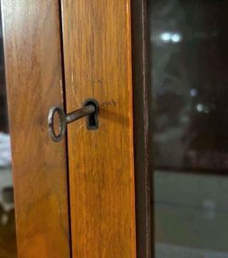 VINTAGE ART DECO TALL SECRETARY DESK WITH BOOKCASE & KEY- Solid Wood