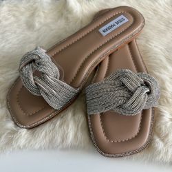 Steve Madden Adore Silver Rhinestone Sandals