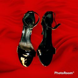 Women's Candies Black Open-Toed High Heels Size 6.5