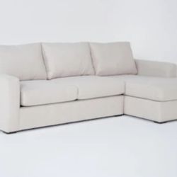 Living Spaces Sand Beige 107” 2-Piece Modular Sectional + Ottoman – $200 OBO
