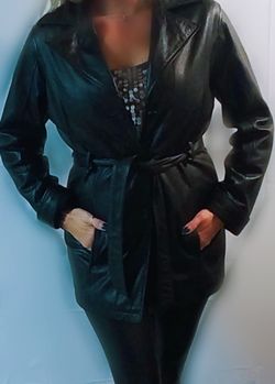 Wilson's long sleeve leather jacket with belt