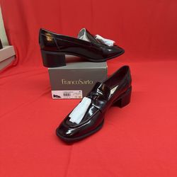 Franco Saryo Black Patent Leather Block Herl Loafers