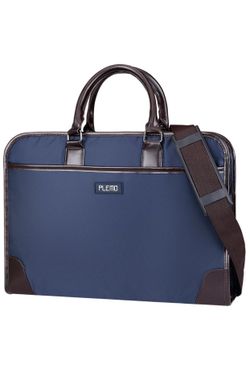 Plemo Nylon Water-Repellent Business Bag Shoulder Bag with Multiple Storage Compartments Fits 13"–15.6" Laptop, Blue