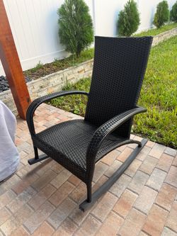 Black Wicker Patio Rocking Chair – Outdoor Furniture