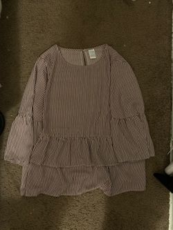 Burgundy & white ruffles dress shirt 12 14