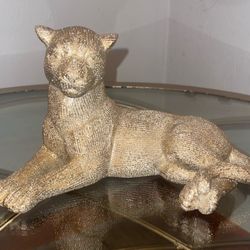 Leopard statue gold ceramic