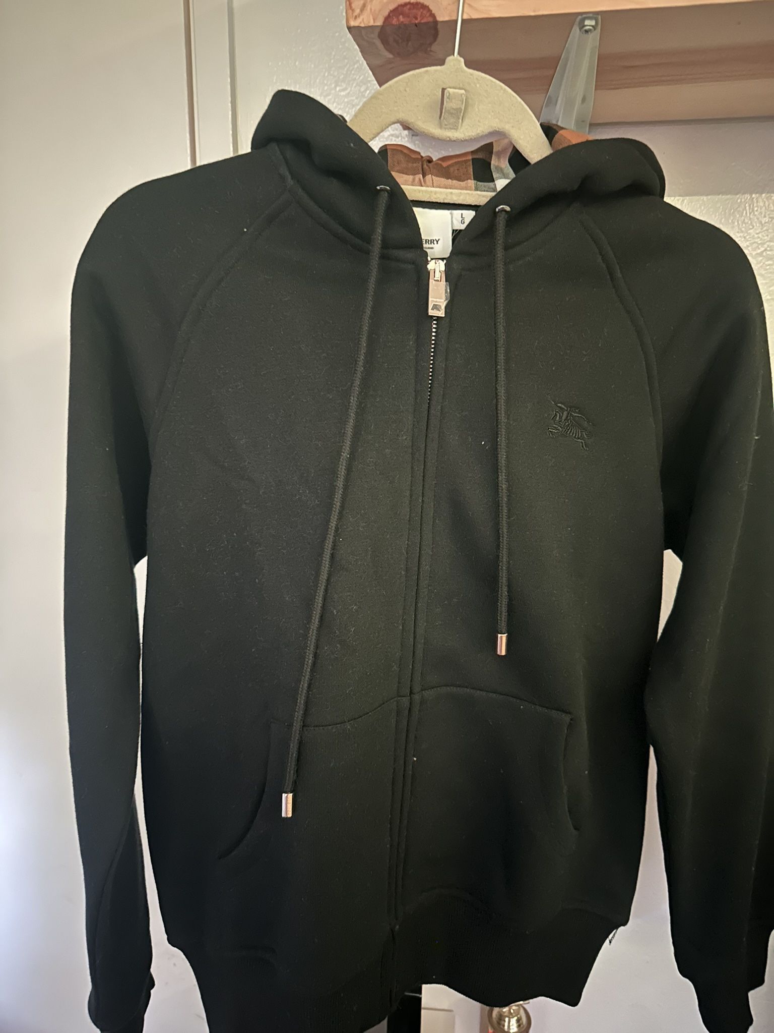 Black Burberry Zip Up Hoodie 