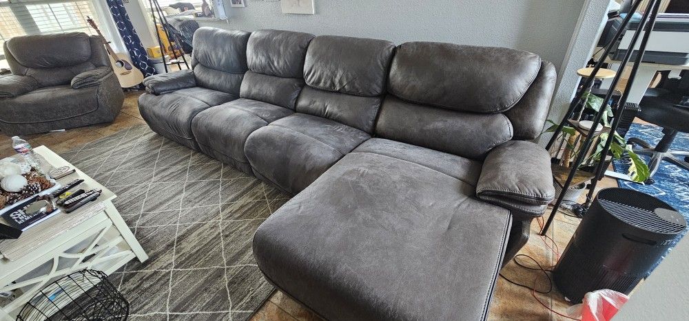 Sectional Couch With Stand Alone Recliner Included
