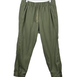 J Crew Jogger Womens Olive Linen Blend Point Sur Seaside Drawstring SZ 6