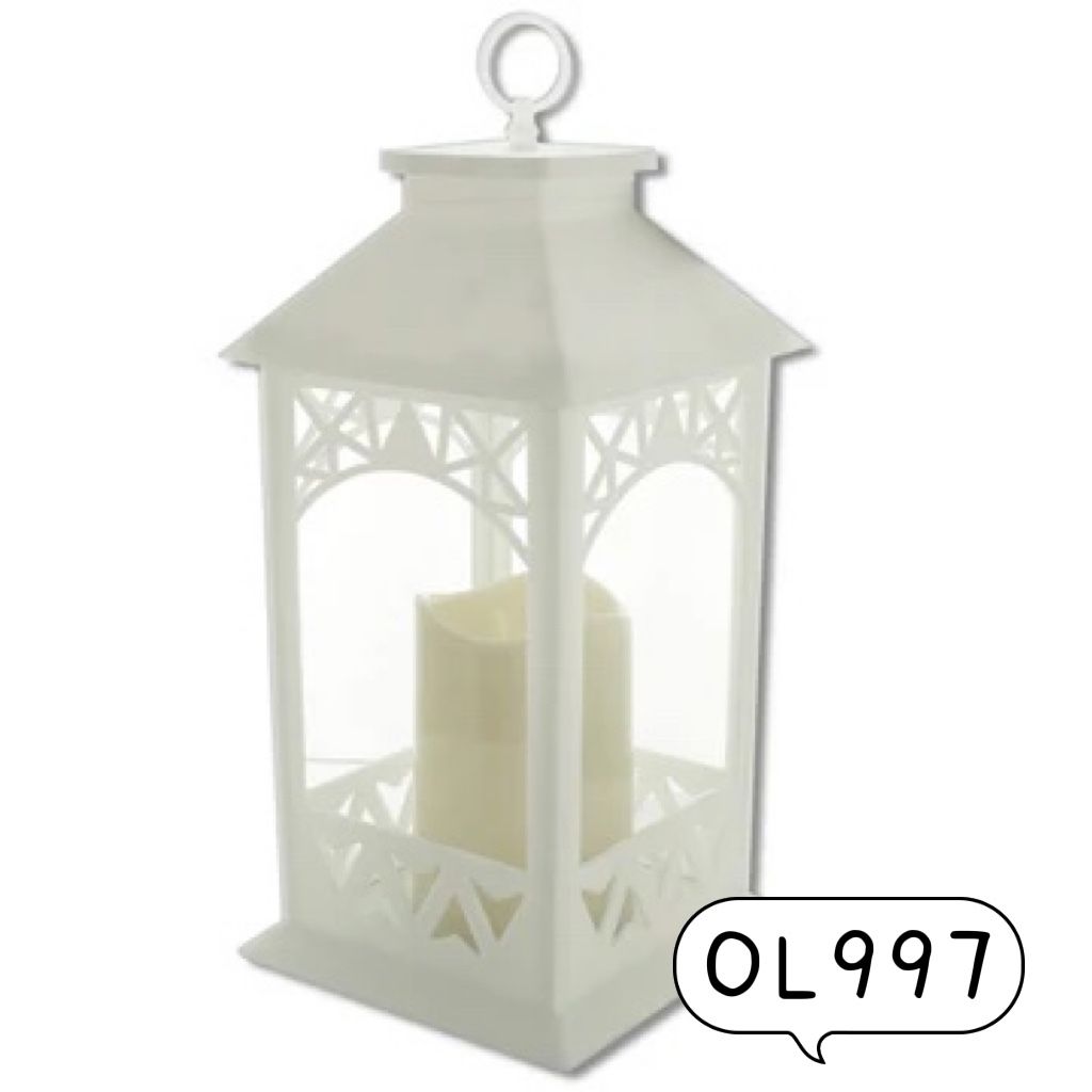 decorativeled lantern with pillar candle