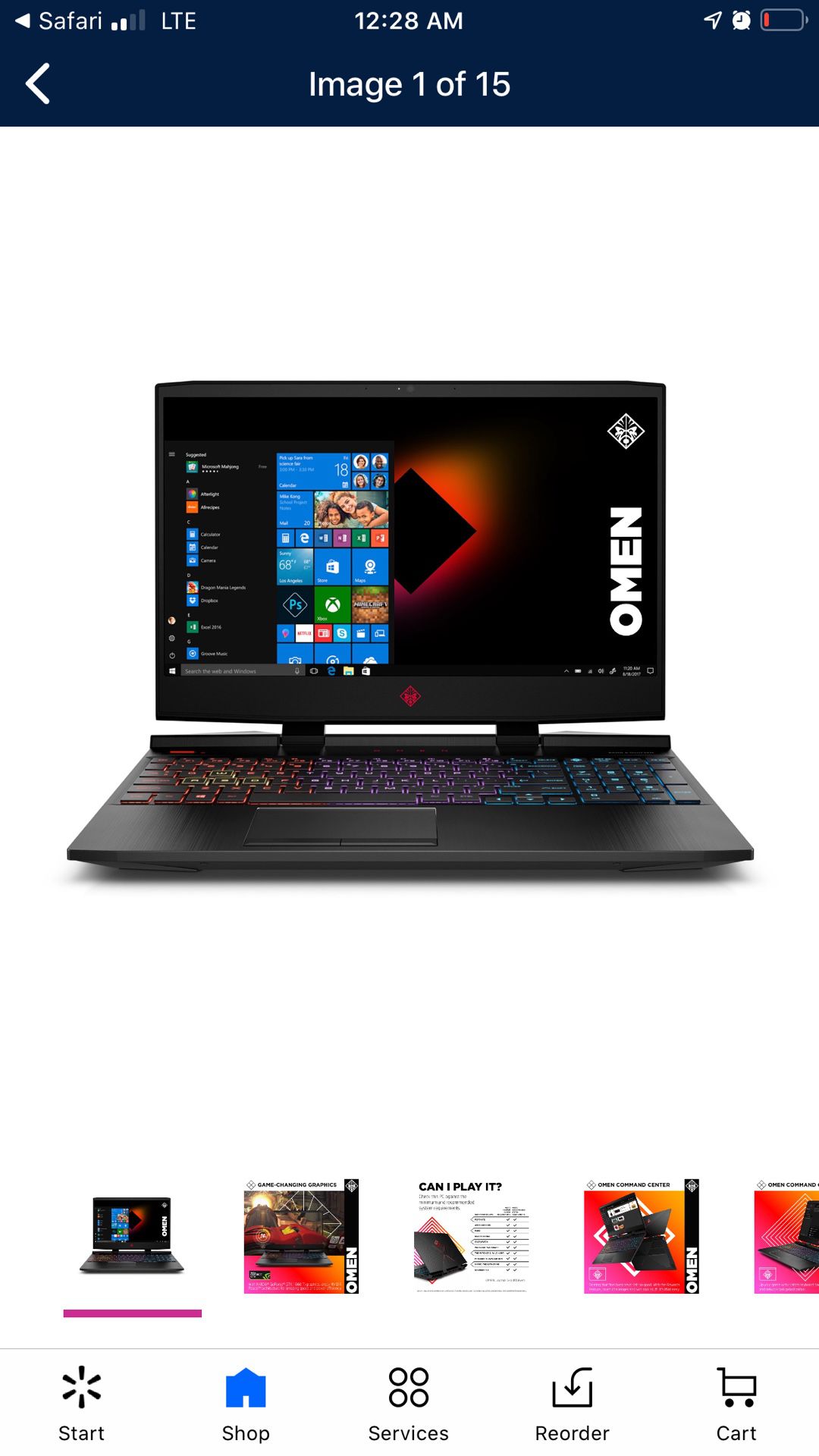 Hp omen i7 fast blazing laptop with super speed. Fairly new only 15 hours of use time.