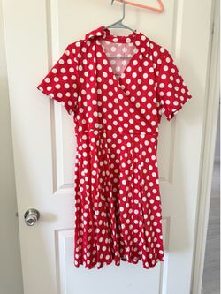 Red polka dotted dress
