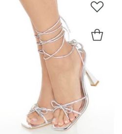 Silver Lace-Up Strappy Heels