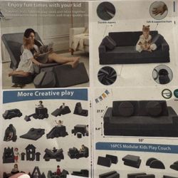 New Grey kids modular sofa 16 pcs - open box