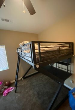Black Bunk Bed w/Built-in Desk