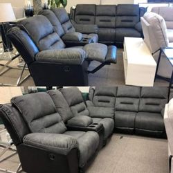 Earhart Slate Reclining Living Room Set