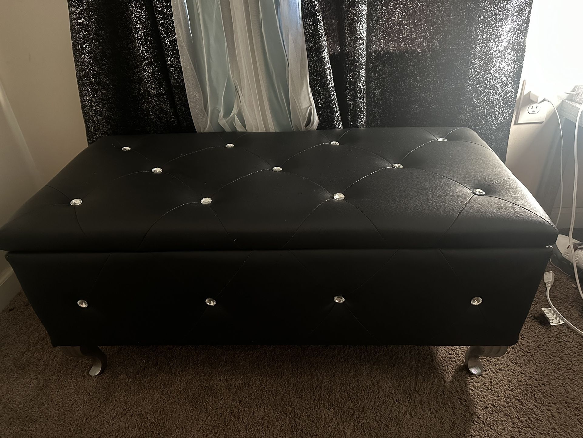 Faux leather ottoman