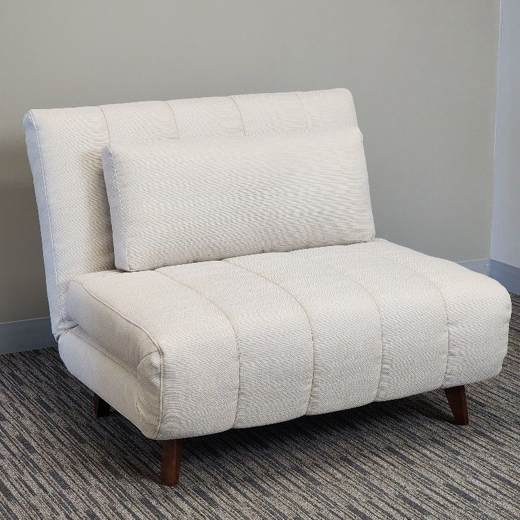 Cream Tan Futon Chair Bed