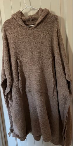 Woman's Brushed Hooded Poncho Camel One Size