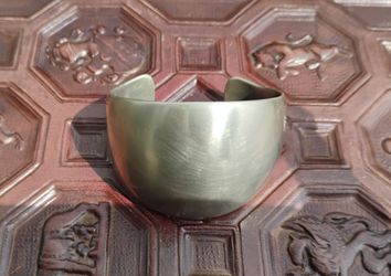Vintage Signed Handwrought Nickel Silver Cuff Bracelet