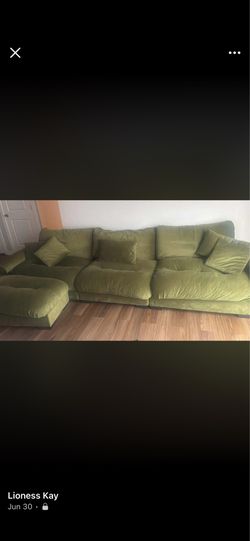 Sectional Couch with Ottoman,130" W Velvet Sofa,Fluffy Upholstered Cloud Couch,Modern Modular L Shaped Couch,Oversized 3 Seater Comfy Sofa,Soft Deep S