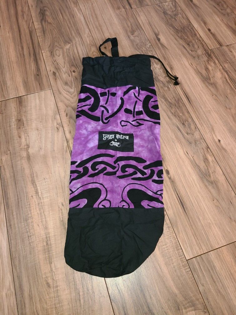 Ancient Circles Draw String Yoga Mat Bag Purple Tie Dye Shoulder Strap