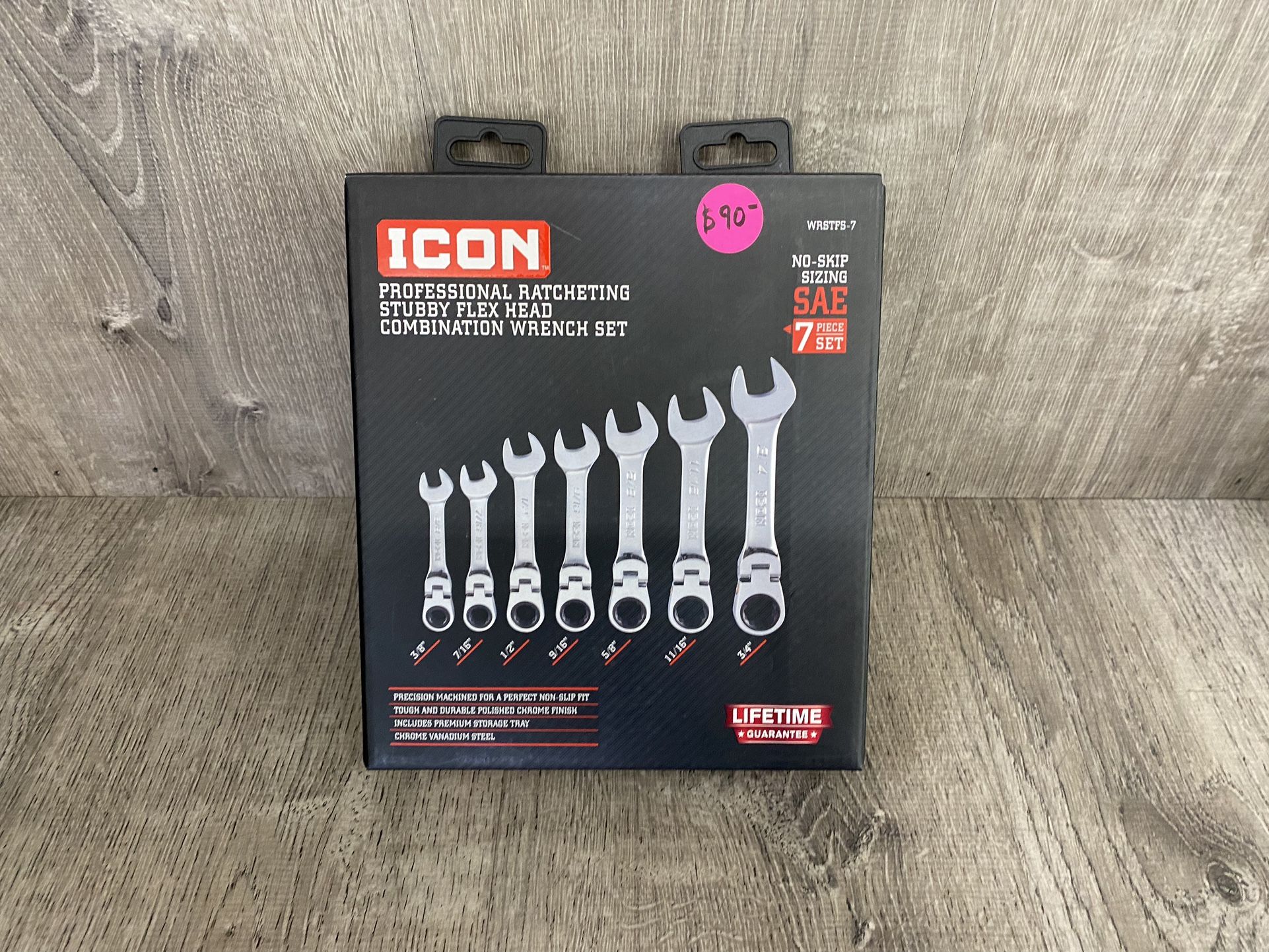 ICON RATCHETING STUBBY FLEX HEAD COMBINATION WRENCH SET WRSTFS-7