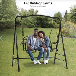 DD37 $100  Upgraded Metal Porch Swing Stand with Black Finish