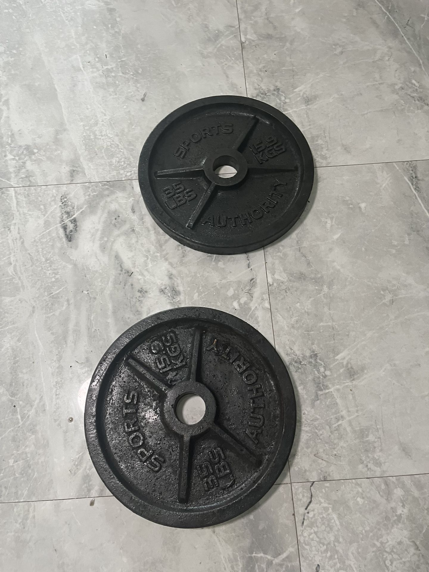 Pair Of 35lb Olympic Weights Plates Total 70lb