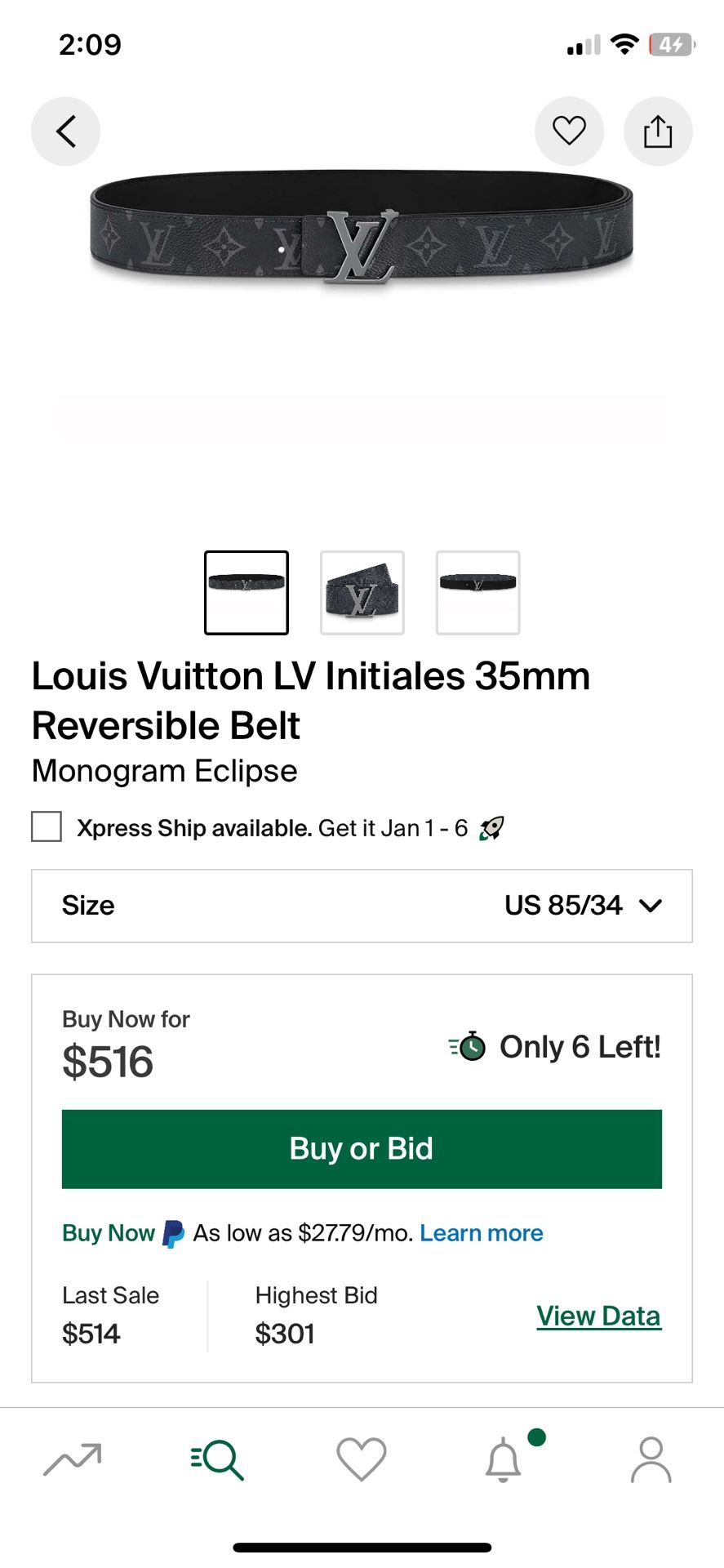 Louis Vuitton Belt 85/35