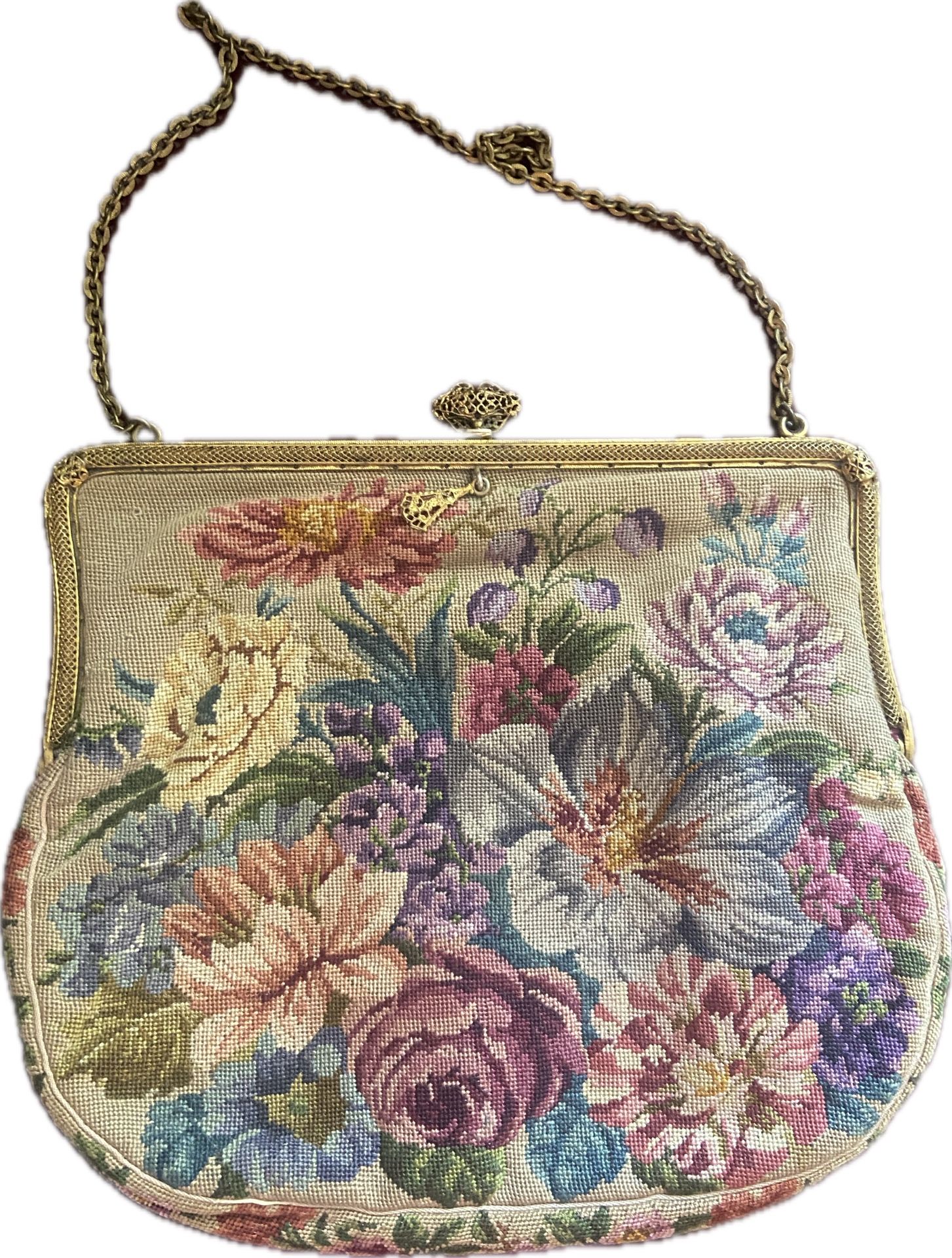 Antique Late 1800’s - Early 1900’s Tapestry Evening Bag