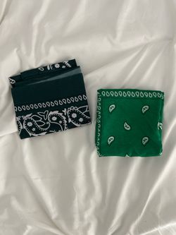 Pair of Paisley Bandanas - Light & Dark Green