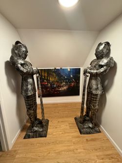 Pair of Full-Size Medieval Knight Armor Statues