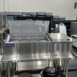 Polarman PLM-PD46 46" Countertop Refrigerated Topping Rail, Stainless Steel,(8) 1/6 Size Pans