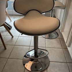 2 White Adjustable Bar Stools