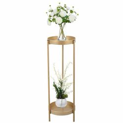 ES63 $30  31.5 in. Gold Metal Plant Stand Plant Shelf Table Indoor/Outdoor (2-Tier)  Versatile Use: Plant stand is ideal for potted plants, vases and 