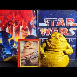 VINTAGE/RARE (1983) HONG KONG, STAR WARS, KENNER, 9"JABBA THE HUT FIGUER (still swivels) & 1983, Return of the Jedi card, FIRM!