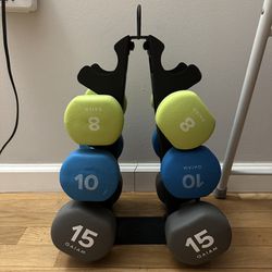8,10,15 Lb Dumbbells And Stand 