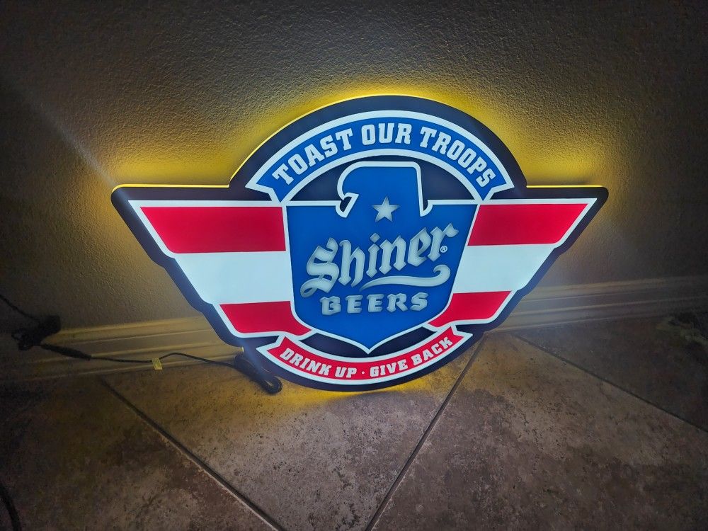 Shiner Bock Beer Toast Our Troops Led Sign 26 X 20