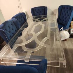 Large Glass Dining Table 